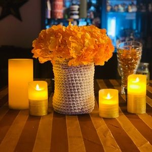 Handmade crocheted weatherproof plant holder